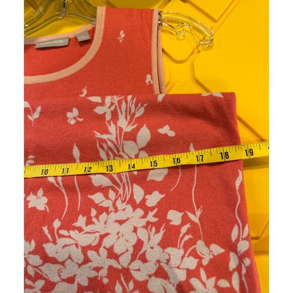 Nordstrom Coral Pink Floral Sweater Tank‎ Sleeveless Sweater Knit Set EUC - Picture 14 of 16